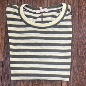 rag & bone Striped Short-Sleeve Tee in Olive & Cream